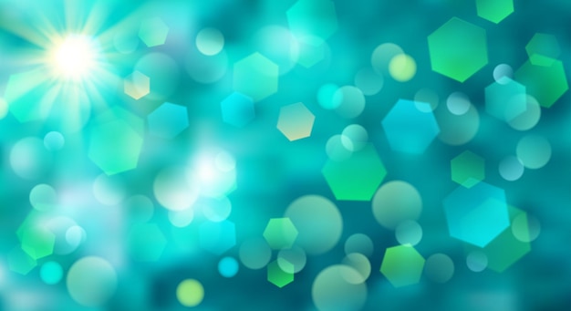 Abstract blurred background with bokeh effect in turquoise colors