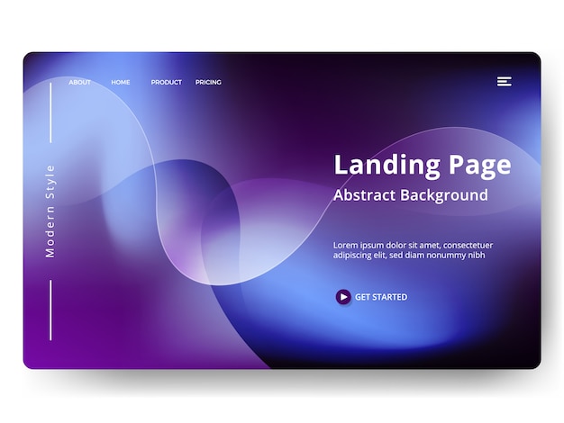 Abstract blurred holographic gradient landing page template