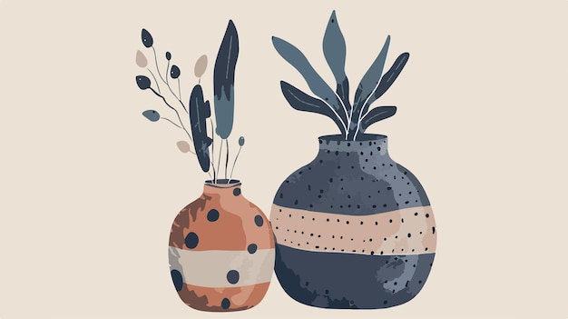 Vector abstract boho ceramic vase illustration in flat vector