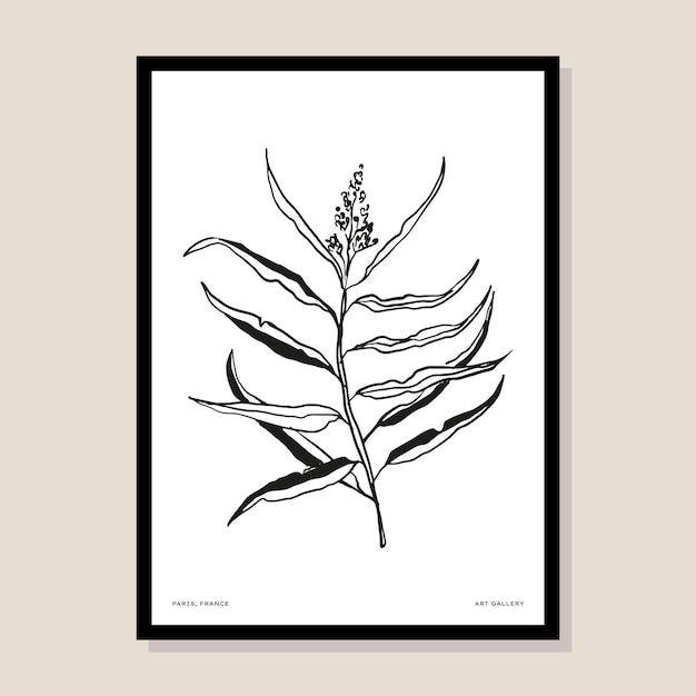 Abstract boho style botanical vector art print poster for your wall art gallery