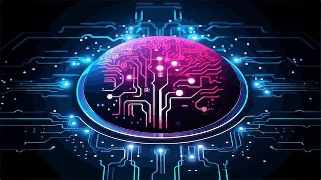 Vector abstract brain computer circuit illustration