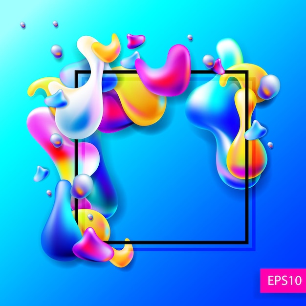 Abstract bright colorful plasma drops shapes pattern isolated on transparent background for banner