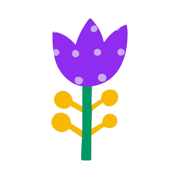 Abstract bright flower in scandinavian style flat illustration