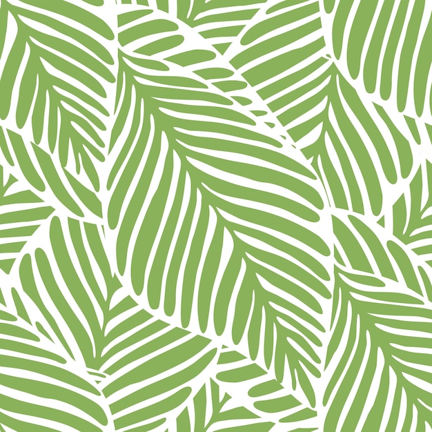 Abstract bright green leaf seamless pattern. Exotic plant. Tropical pattern, palm leaves seamless vector floral background.