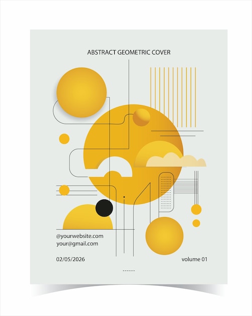 abstract brochure cover design template with retro geometric