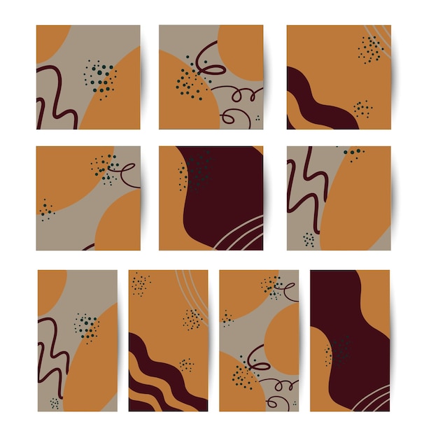 Abstract brown backgrounds vector set of templates for social networks postcards and posters