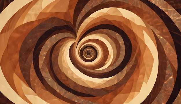 Abstract brown spiral with a tunnellike effect creating a hypnotic and mesmerizing visual