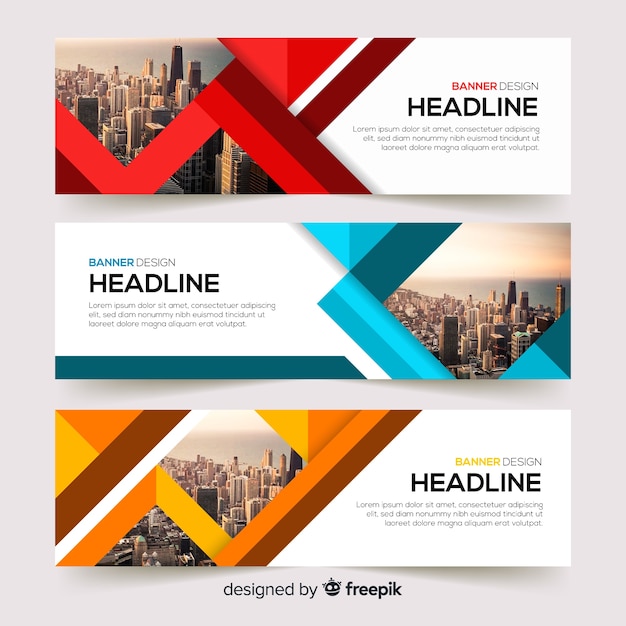 Abstract business banner template with photo