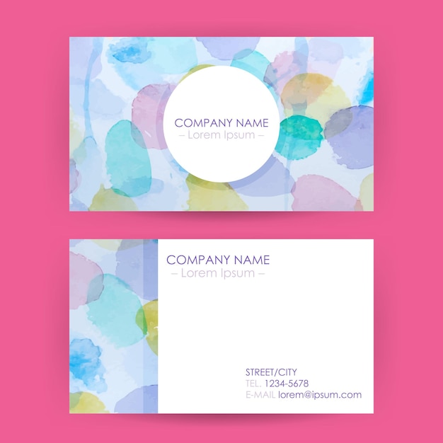 Abstract Business Card Concept Watercolor Splashes Background. Vector Illustration of Corporate Identity.