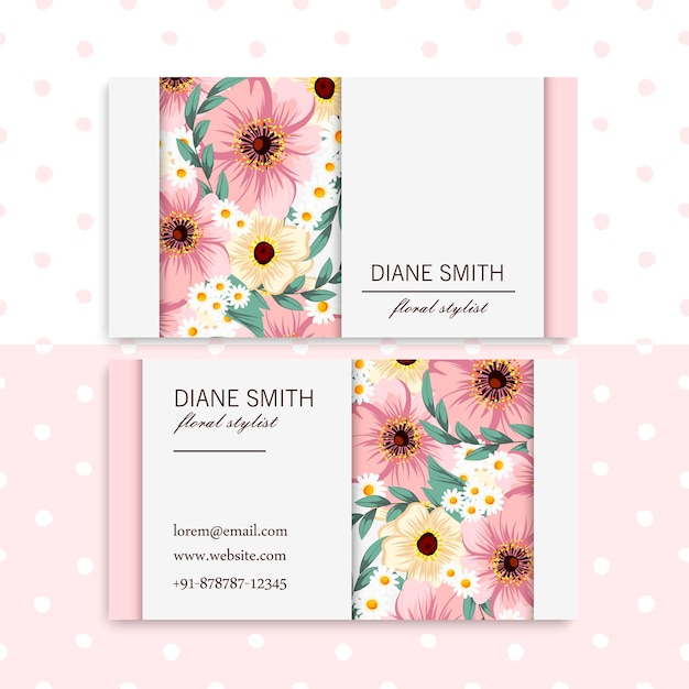 Abstract business card template with flowers