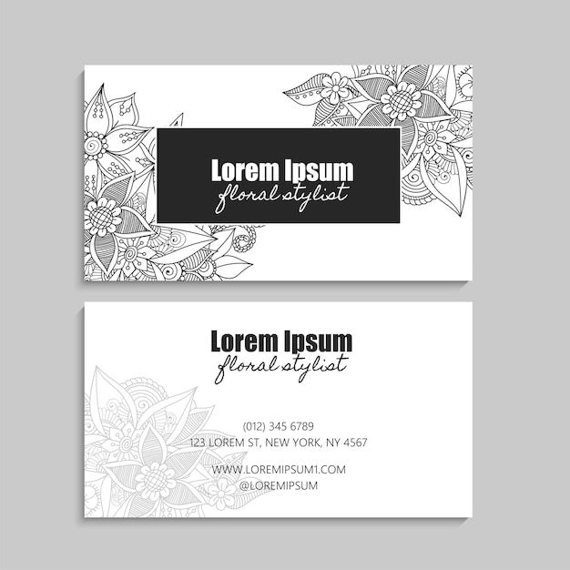 Abstract business card template with flowers