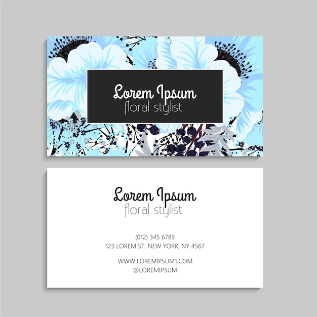 Abstract business card template with flowers