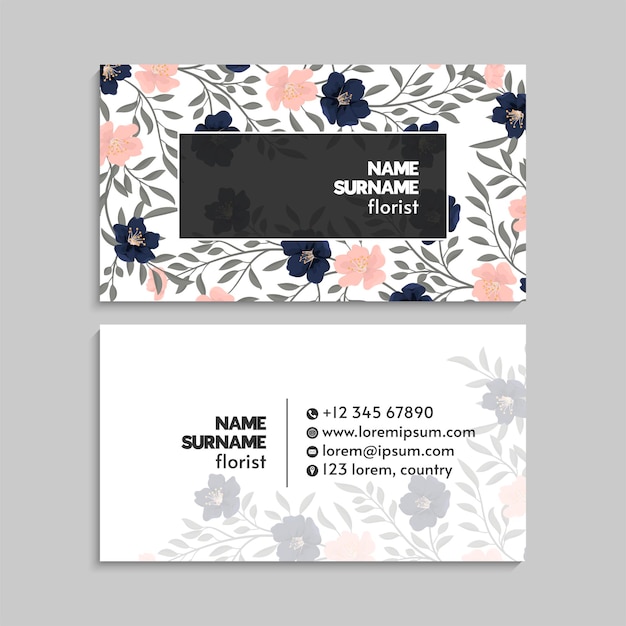 Vector abstract business card template with flowers