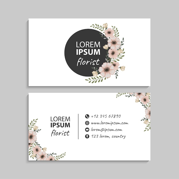 Abstract business cards template with flowers