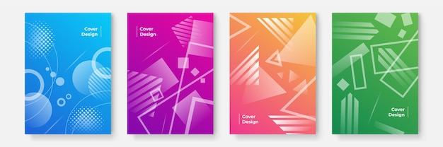 Abstract business cover collection with geometrical shapes