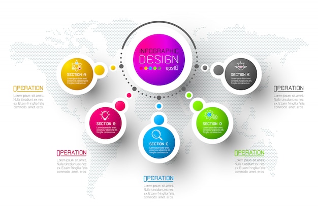 Abstract business infographics step options template.