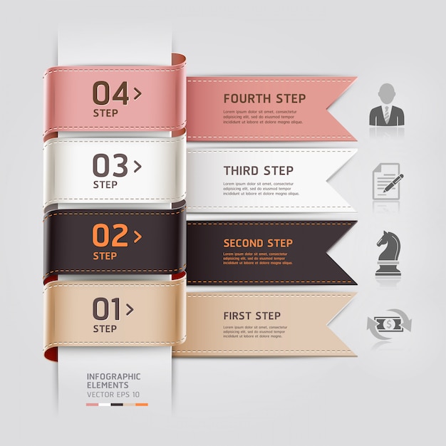 Abstract business infographics template ribbon style can be used for workflow layout, diagram, number options, step up options, web design