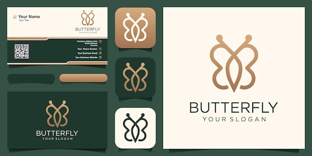 Abstract butterfly simple vector logotype. Line minimal universal luxury icon logo.