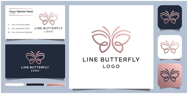 Abstract butterfly vector template Butterfly logo leaf concept Linear style icon design logo