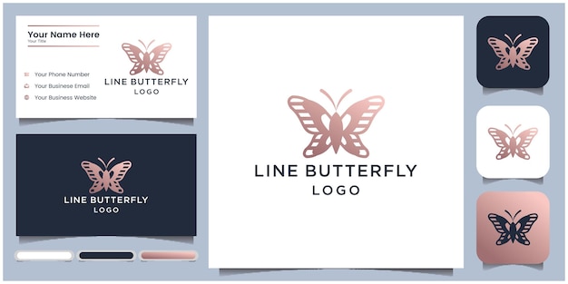 Abstract butterfly vector template Butterfly logo leaf concept Linear style icon design logo