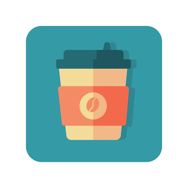 Abstract button icon glass of coffee on white background Vector