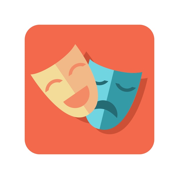 Abstract button icon theater mask laughter and grief on a white background Vector