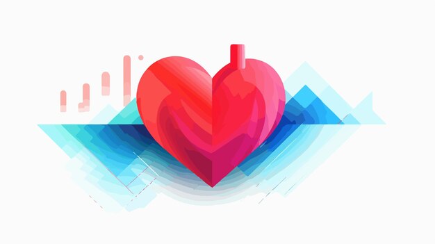 Vector abstract cardio vector logo design with red heart shape