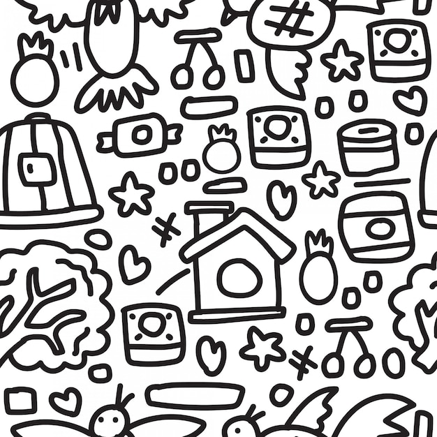 abstract cartoon doodle pattern design template