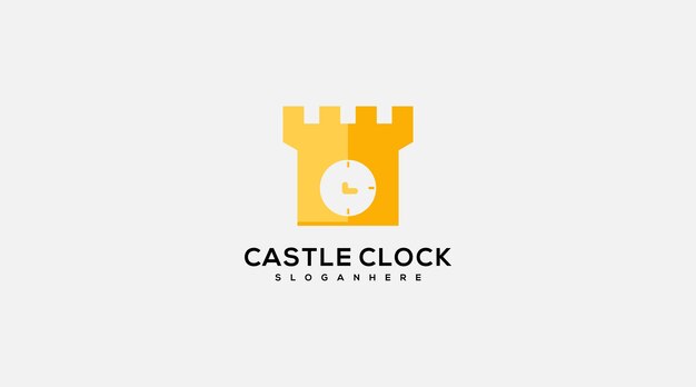 Abstract Castle Clock Logo design Icon