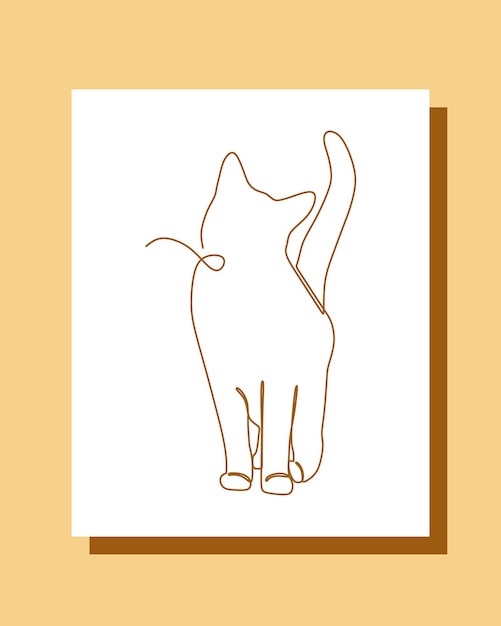 abstract cat continuous line drawing