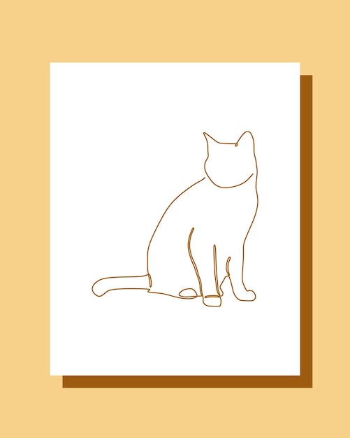 abstract cat continuous line drawing