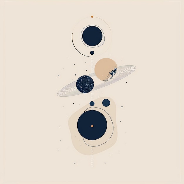 Vector abstract celestial design with planets and rings