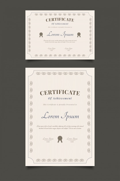 Vector abstract certificate template with vintage style