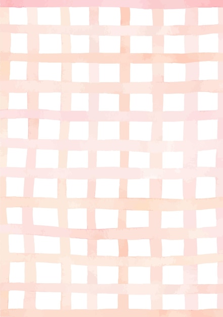 Abstract checkered background with watercolor lines in pastel colors Muted pink and peach shades