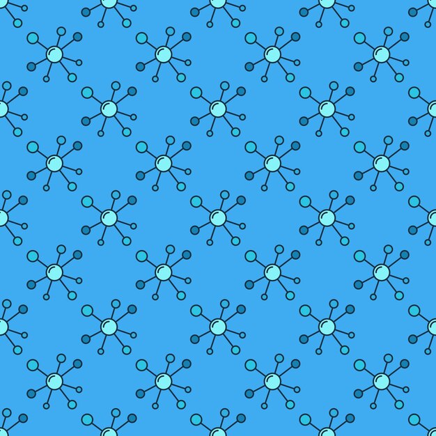 Abstract Chemistry Molecules vector Science Blue Seamless Pattern