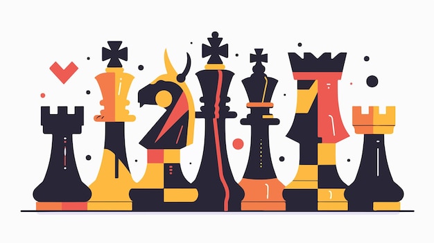 Vector abstract chess pieces design sport themed illustration