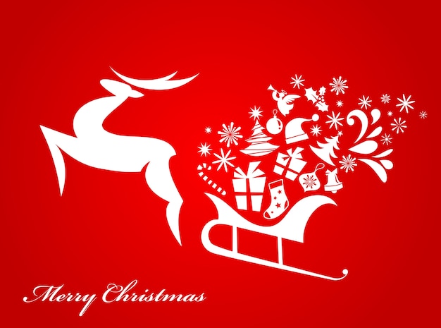 Abstract Christmas deer red background for poster, banner or greeting card