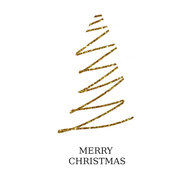 Abstract christmas illustration of fir golden texture isolated on white background