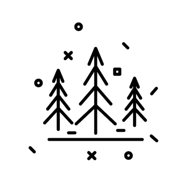 Abstract christmas tree icon Black icon Vector illustration