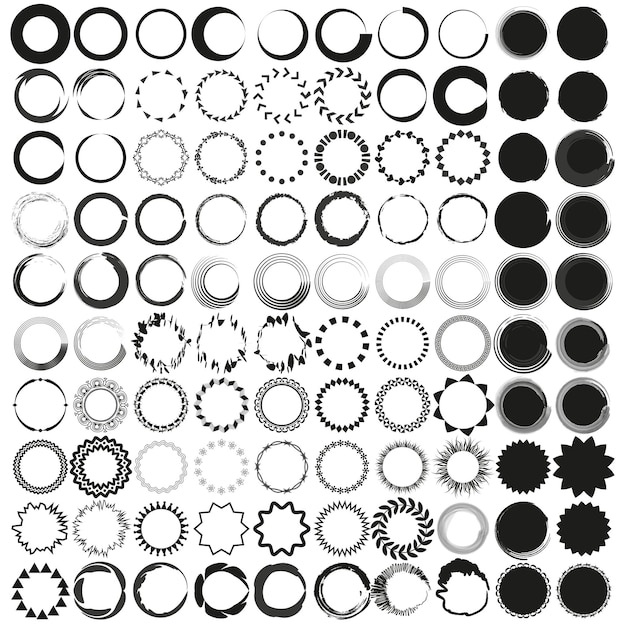 Vector abstract circle icons diverse decorative designs various styles and patterns vector illustration