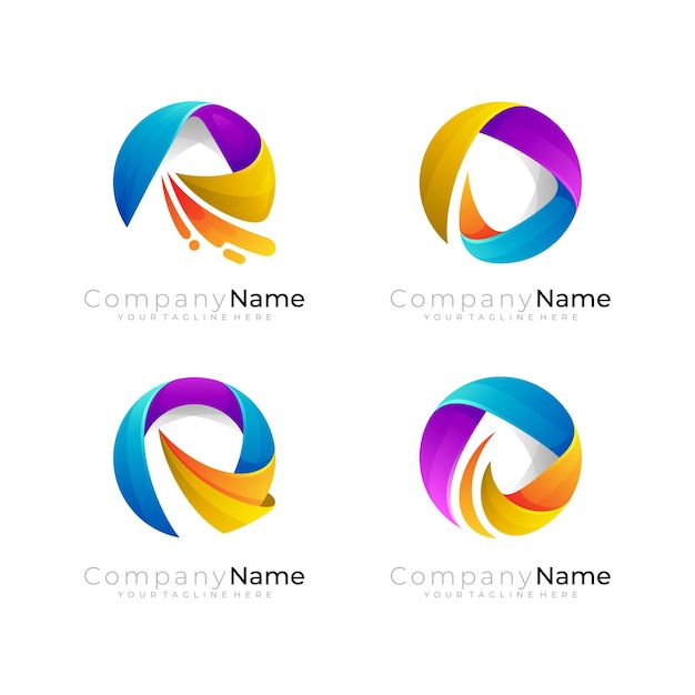 Abstract circle logo with modern design template set logos