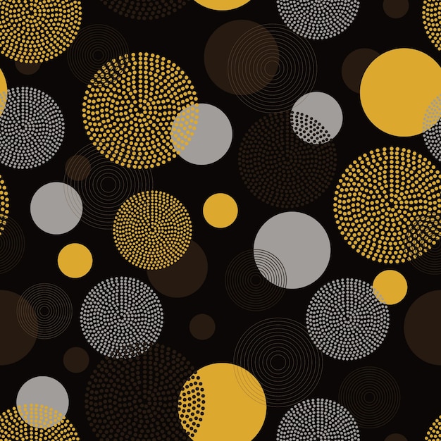 Abstract circles dark seamless pattern