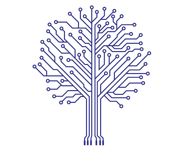 Abstract Circuit tree on white background Technology design Computer engineering hardware system