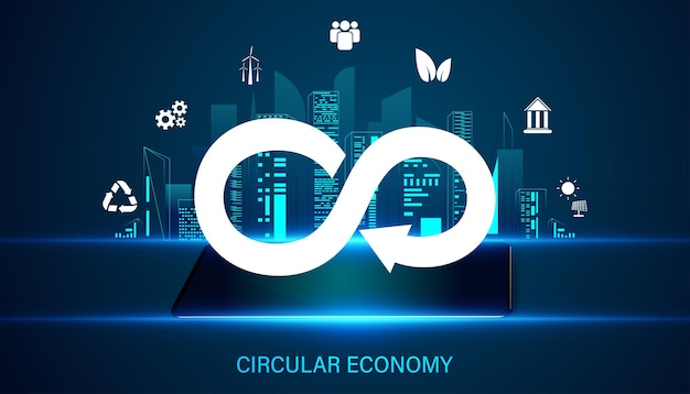 Abstract Circular Economy Symbols and Icons Environment Recycle Clean Energy Government