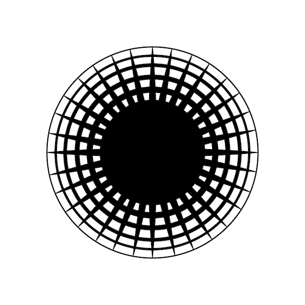 Vector abstract circular lines and big black dot mandala