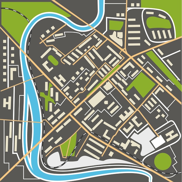 Abstract city map flat design illustration