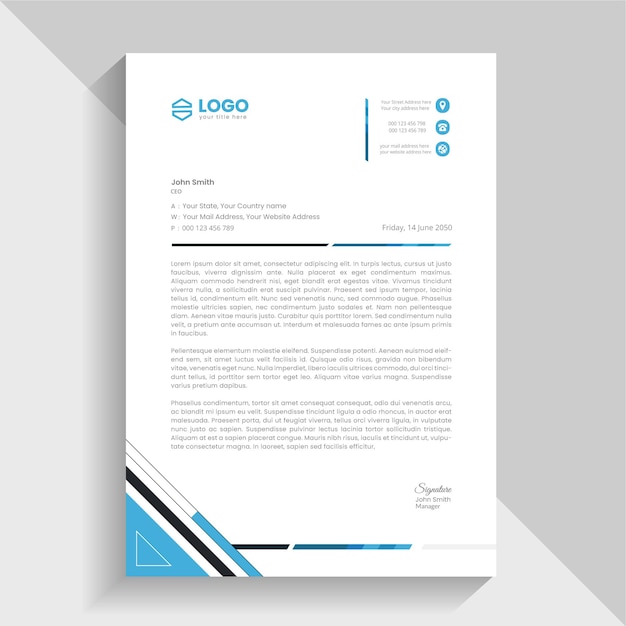 Abstract clean business style letterhead template