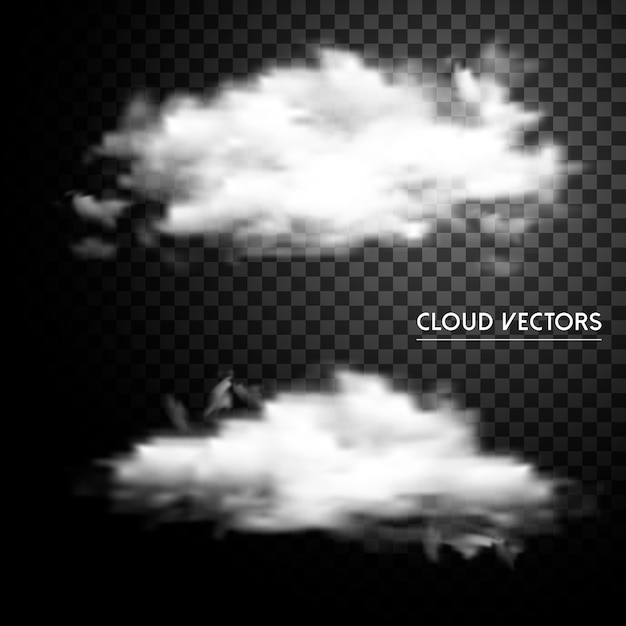 Abstract cloud elements collection set over transparent background