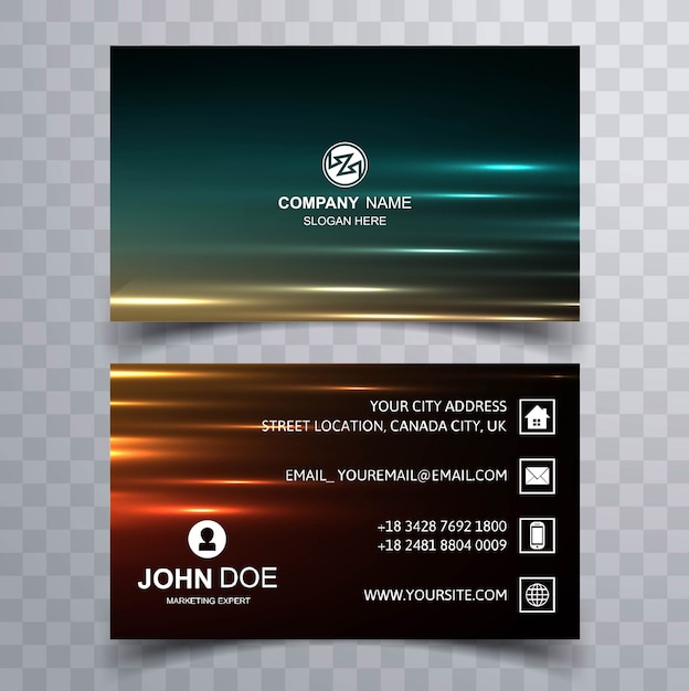 Abstract coloful shiny business card