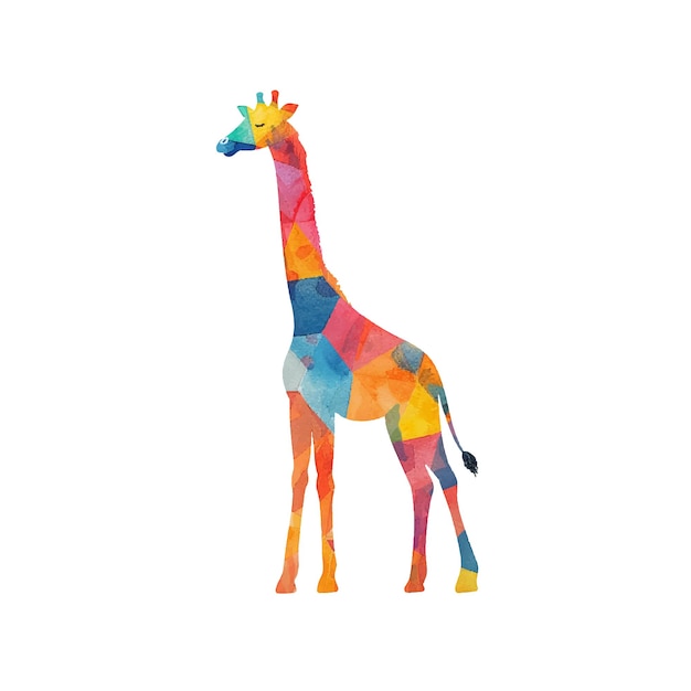 Vector abstract color silhouette of giraffe vector illustration in watercolor style